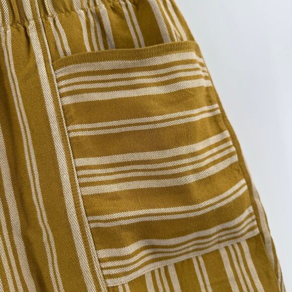J. Jill Shorts SZ Large Linen Blend Boho Stripe High Rise Cuffed Pull On Pockets - Picture 10 of 15